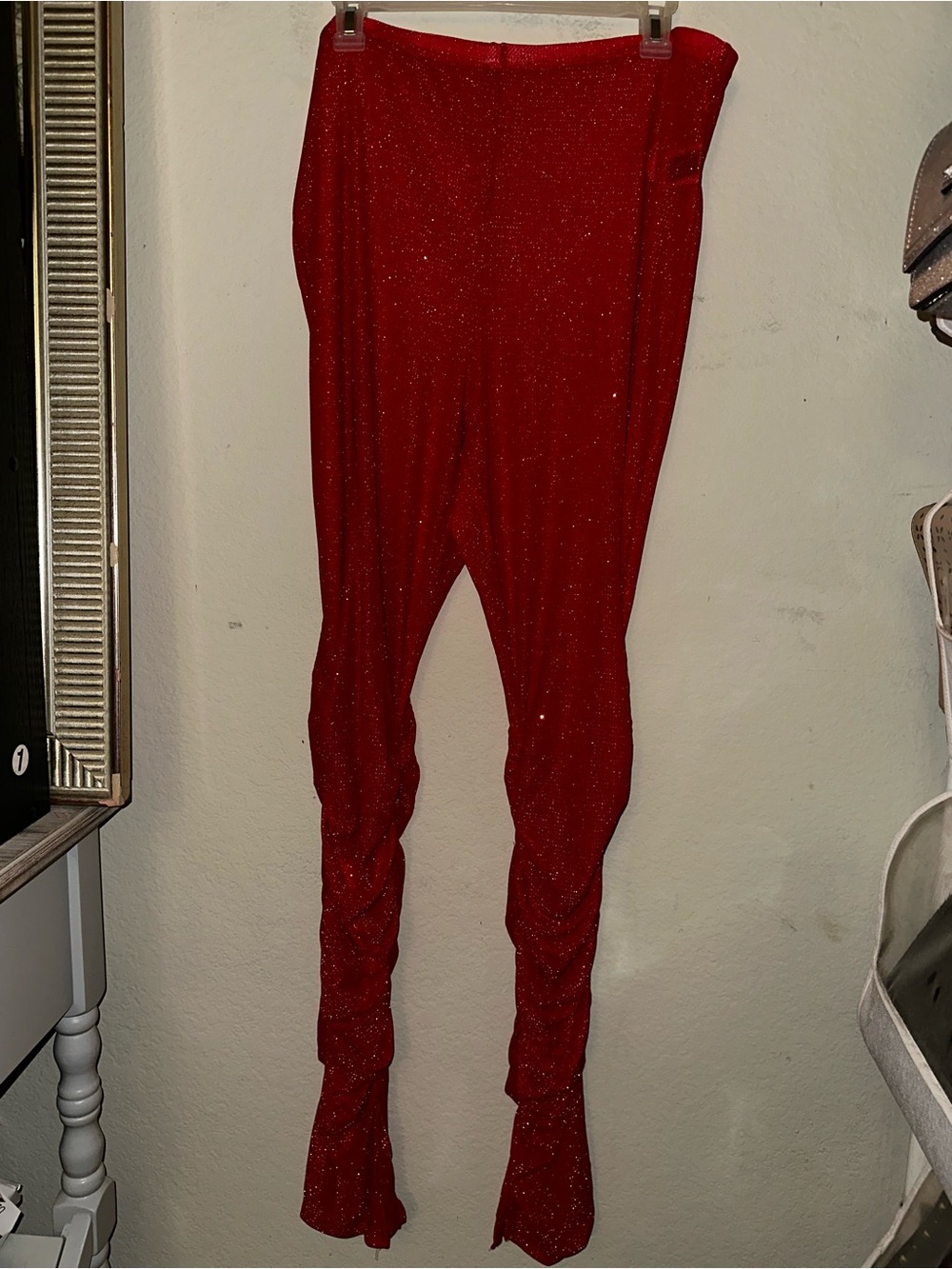 Shien curve sheer red sparkle leggings plus size 2X